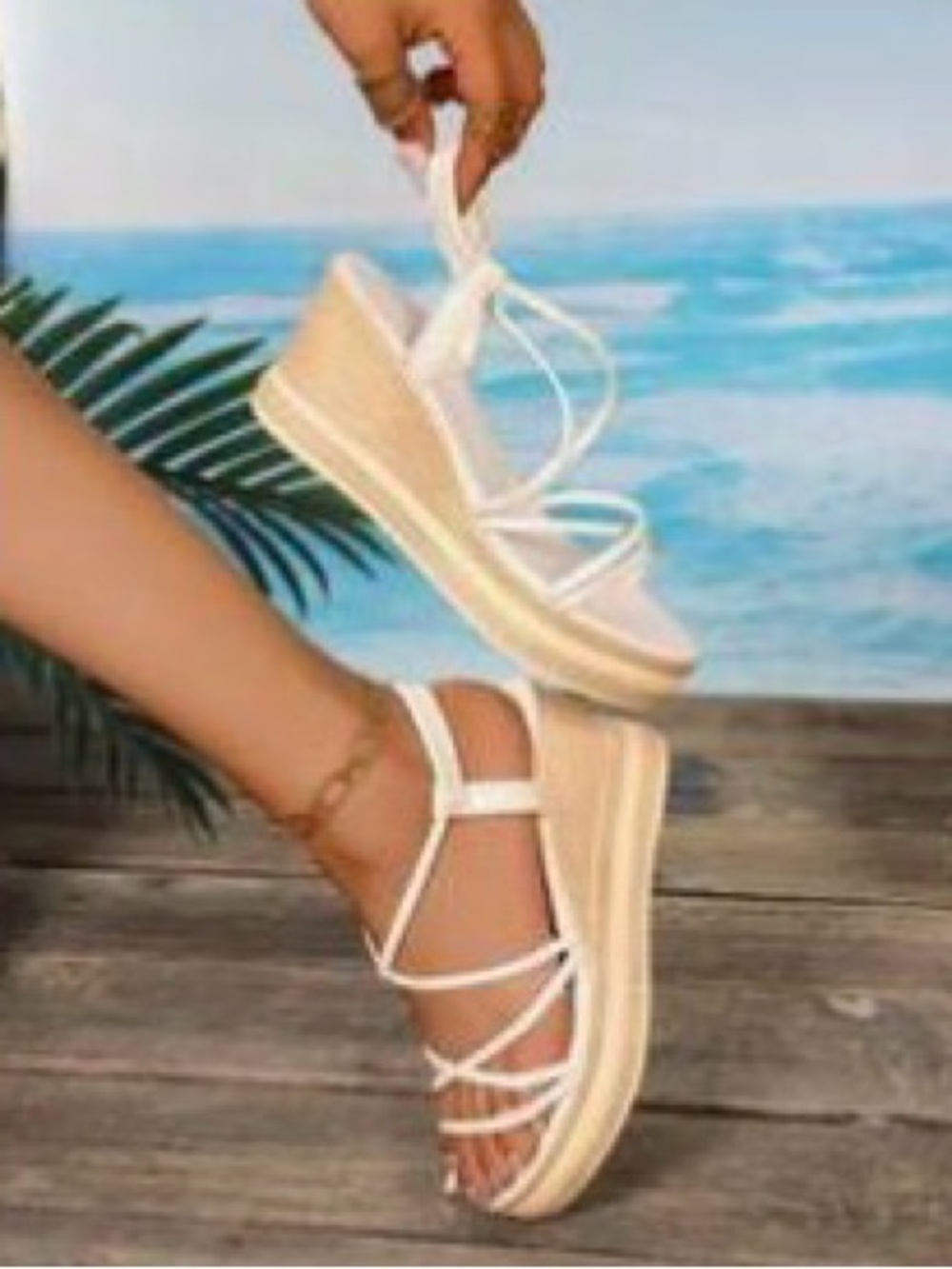 Women’s White Strappy Platform Sandals